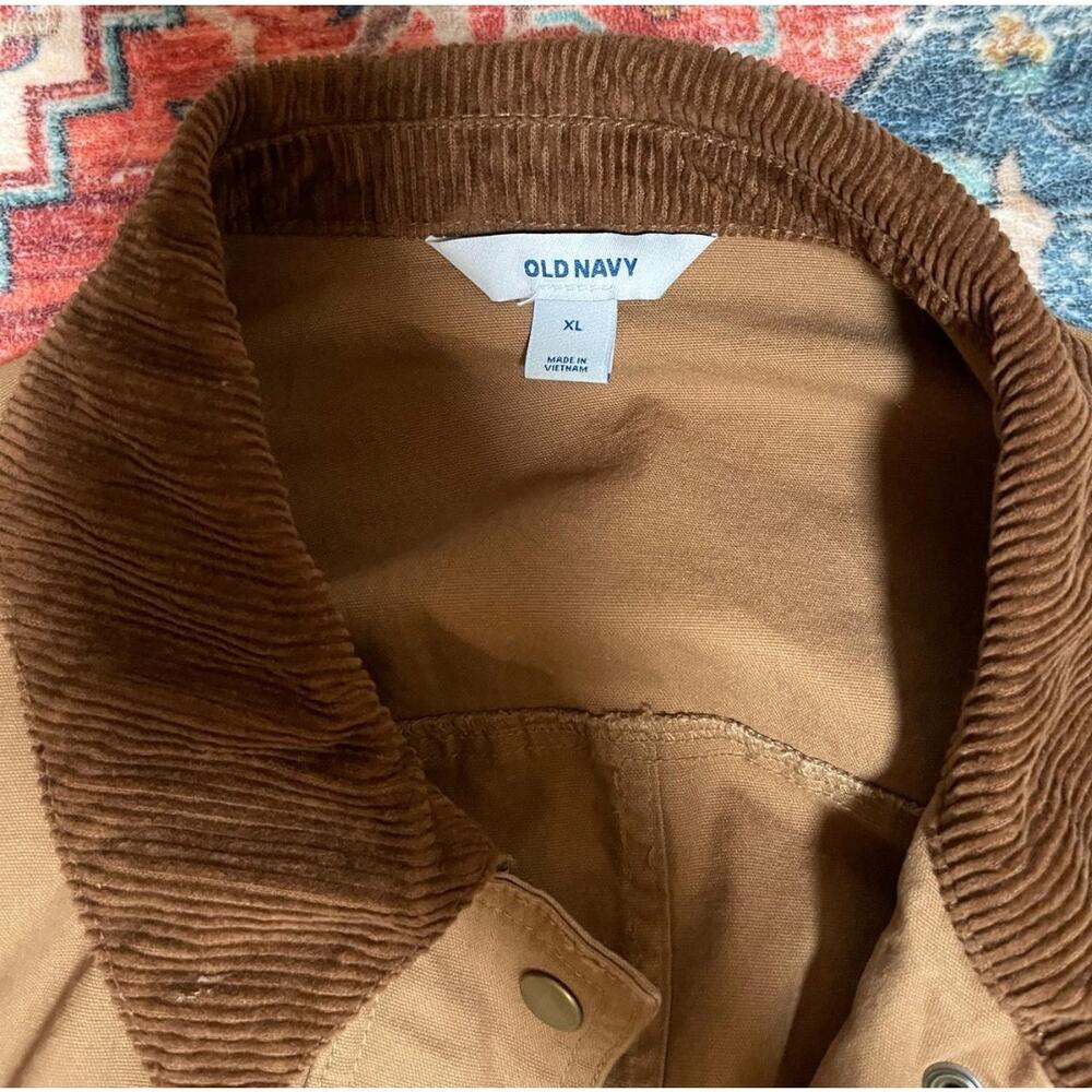 Old Navy Brown and Tan Corduroy Canvas Barn Chore Jacket Size XL 90s Preppy - Picture 8 of 8